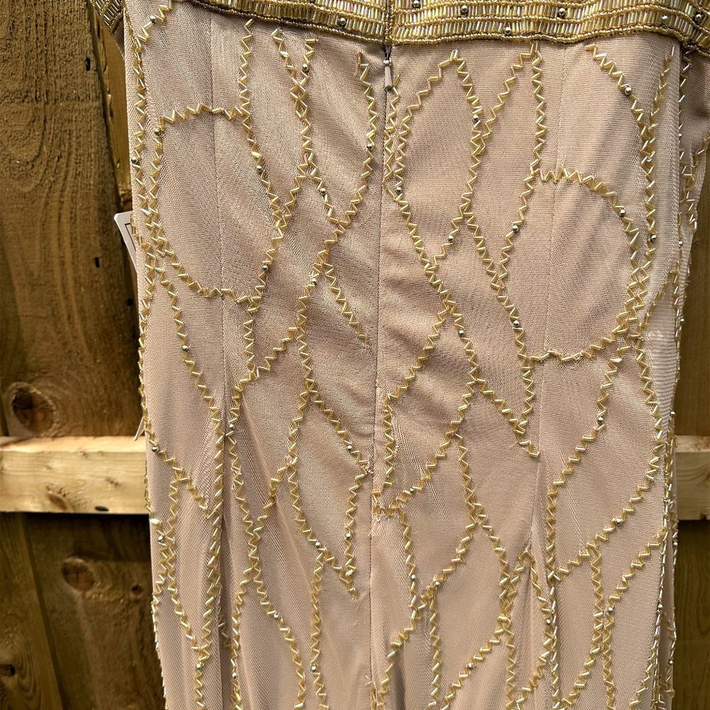 Roman's Sparkling Champagne Sleeveless Cocktail Dress With Gorgeous Beading - Picture 7 of 14